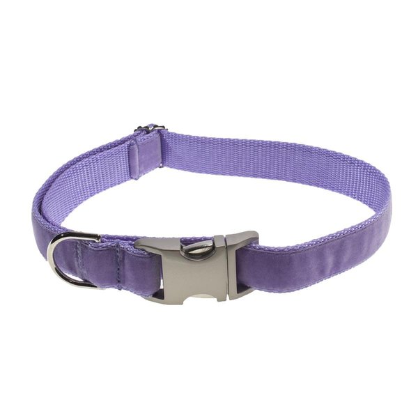 Sassy Dog Wear Velvet Lavender Dog Collar Adjusts 13-20 in. Medium VELVET LAVENDER3-C